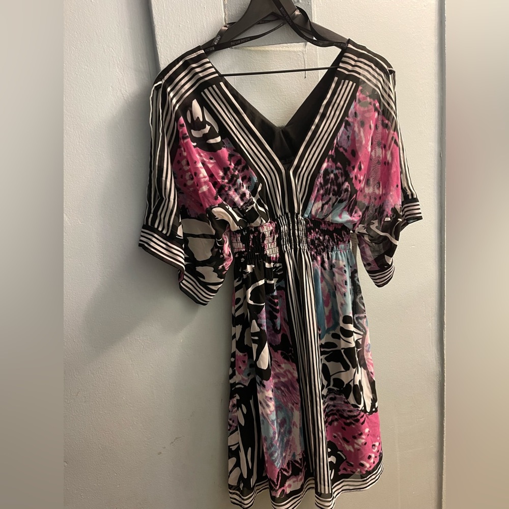 Bisou Bisou dress; Size 8, fits like a 6; Sheer w/ black lining